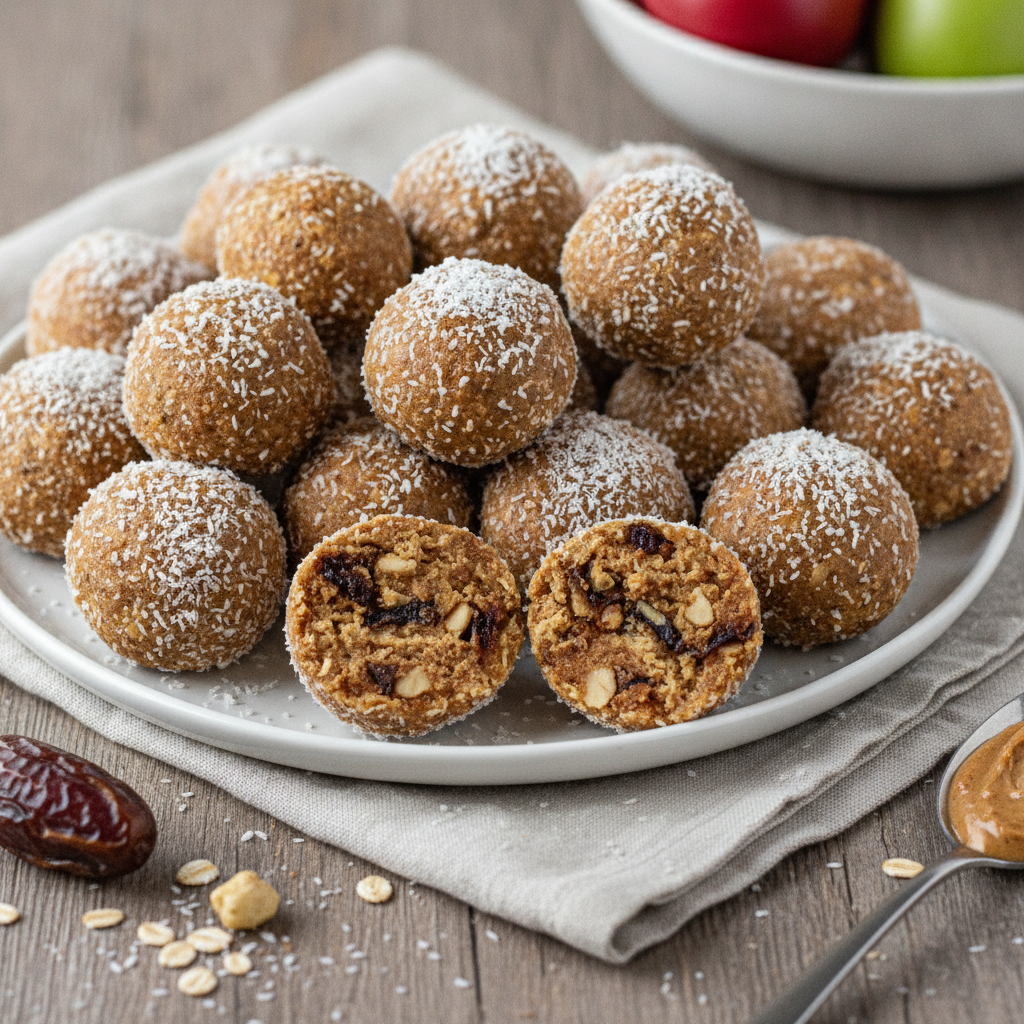 peanut butter energy balls on plate peanut butter energy balls on plate