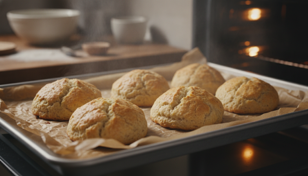 perfectly risen keto biscuits fresh from oven