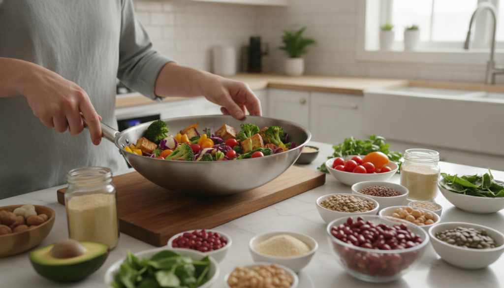 person preparing healthy vegan high protein meal person preparing healthy vegan high protein meal