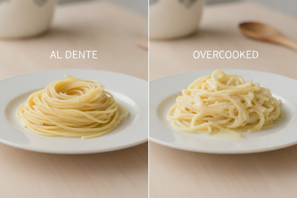 properly cooked al dente pasta versus overcooked pasta comparison properly cooked al dente pasta versus overcooked pasta comparison