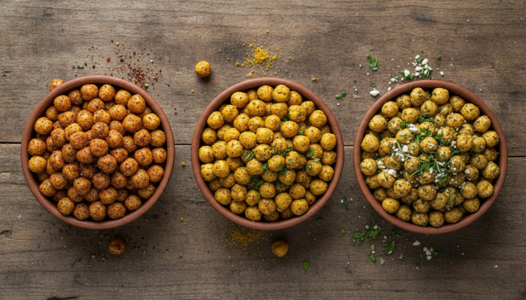 roasted chickpeas in various flavors roasted chickpeas in various flavors