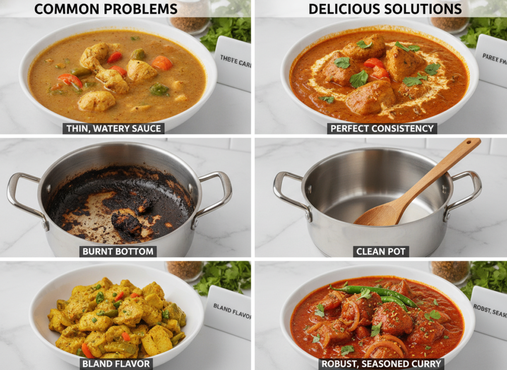 side-by-side comparison showing curry problems and solutions side-by-side comparison showing curry problems and solutions