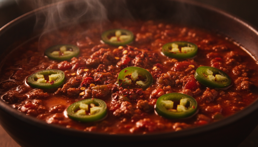 spicy keto chili with peppers