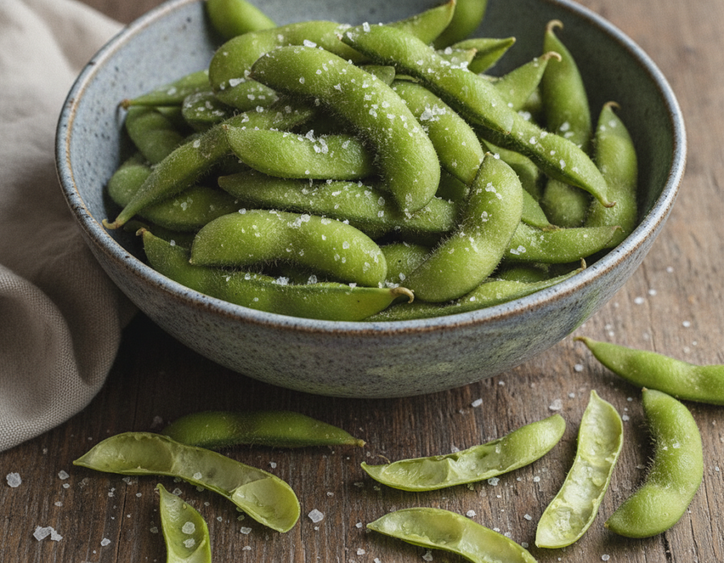 steamed edamame with sea salt steamed edamame with sea salt