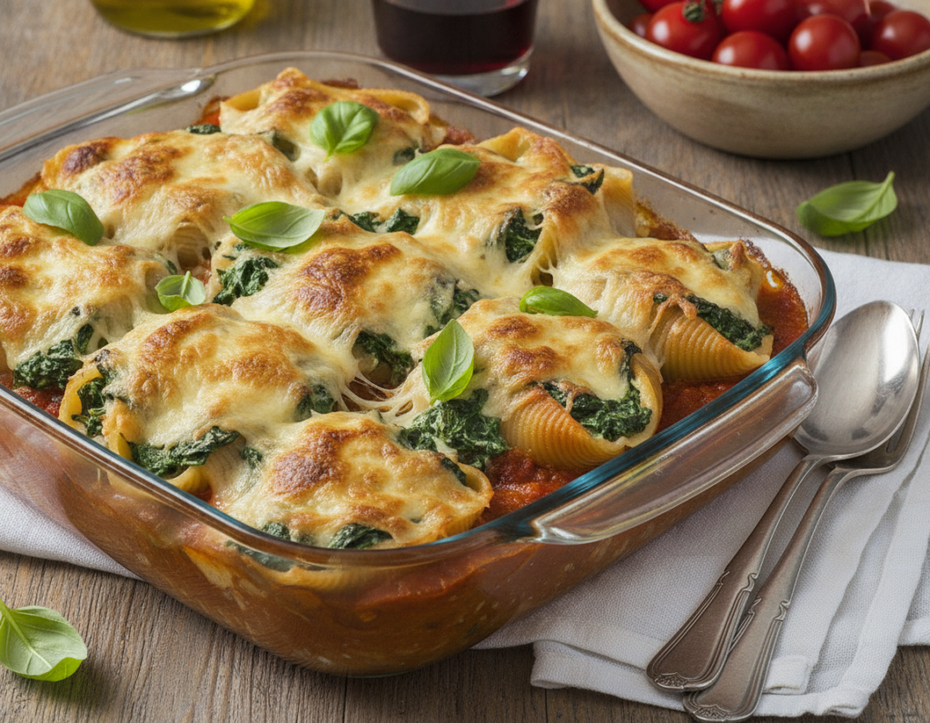 stuffed shells with spinach ricotta filling