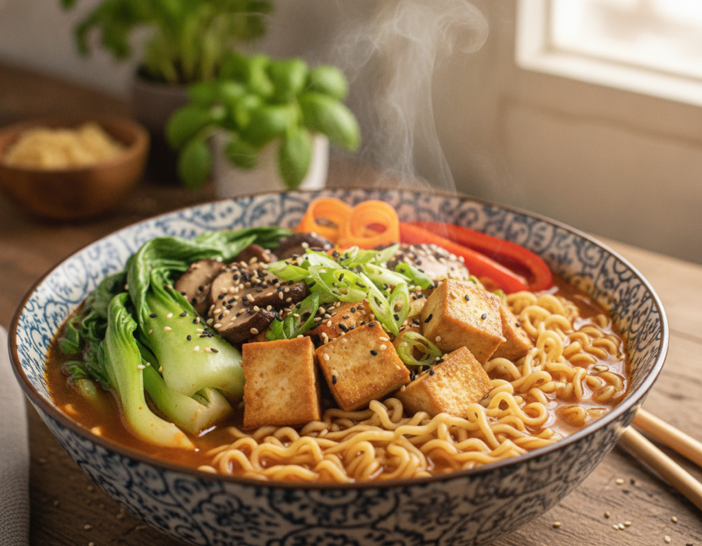 upgraded instant ramen with vegetables and tofu upgraded instant ramen with vegetables and tofu