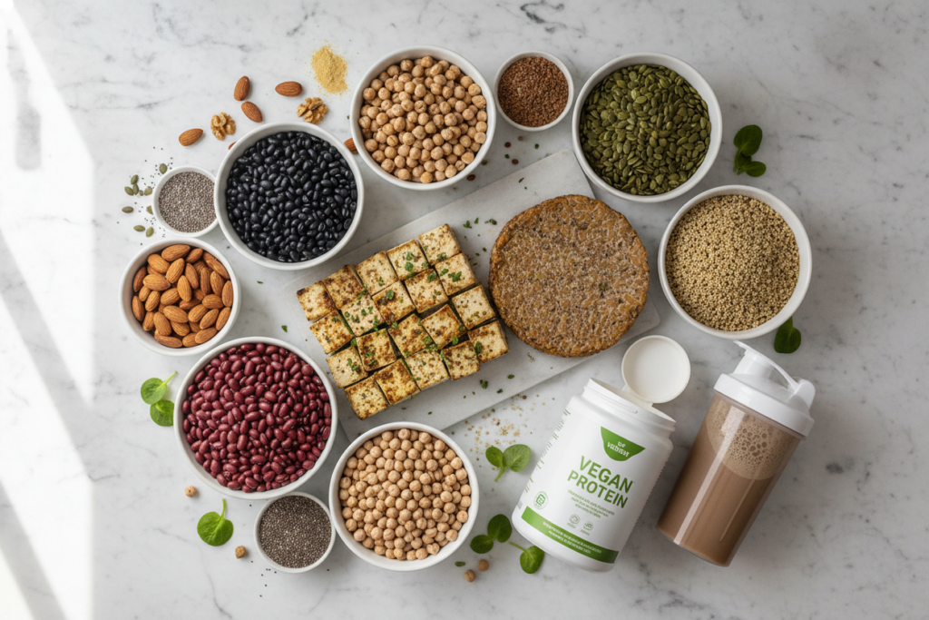variety of plant-based protein sources on a table variety of plant-based protein sources on a table