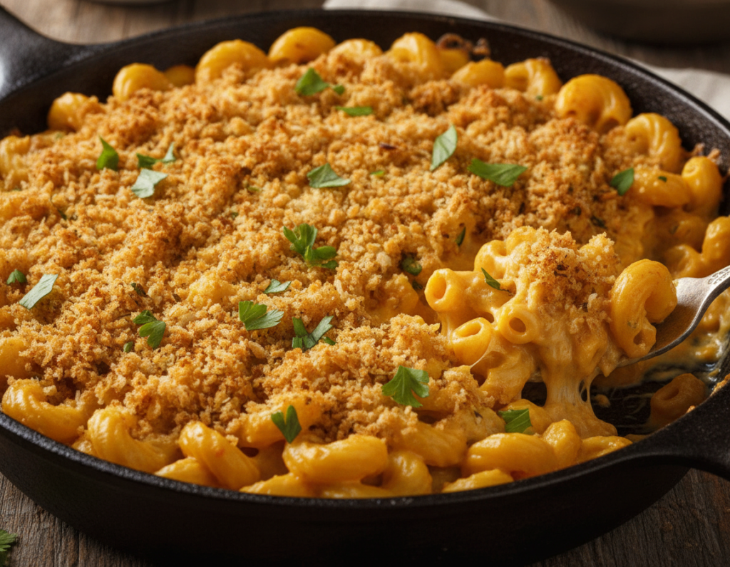 vegan mac and cheese with golden crispy topping vegan mac and cheese with golden crispy topping