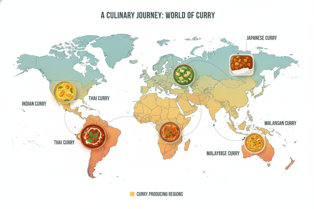 world map showing different curry varieties from various countries world map showing different curry varieties from various countries